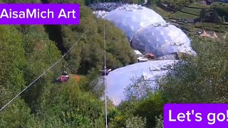 Zip line Zip Wire Adventure edenproject cornwall hangloose england [upl. by Htiduj253]