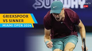 MIAMI OPEN 2024  Tallon Griekspoor vs Jannik Sinner  TENNIS ATP 🔴 [upl. by Phenica]