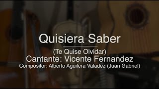 Quisiera Saber Te Quise Olvidar  Vicente Fernandez  Puro Mariachi Karaoke [upl. by Sirovaj103]