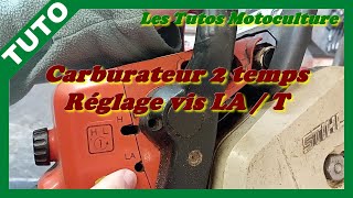 Tronconneuse chaine tourne au ralentie  Reglage vis carburateur LA  T [upl. by Aneahs]