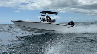 Bonito Boats 760 25ft Centre Console In Action  Mercury 400 V10  Crossing to Moreton Island [upl. by Ahsiekel290]