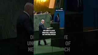 Diplomats leave UNGA hall ahead of Netanyahu speech [upl. by Rehpotisrhc]