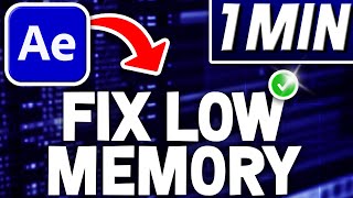 How To Fix After Effects Low Memory Warning Error  Quick Tutorial [upl. by Ilesara]