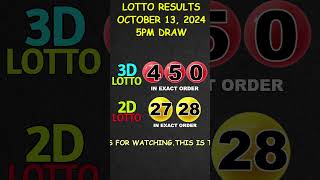 Lotto Result Today 500 pm draw October 13 2024 shorts [upl. by Leandro]