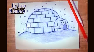 How to Draw an Igloo drawing Igloo drawing with Pencil Shade Step by Step easy [upl. by Nylannej]