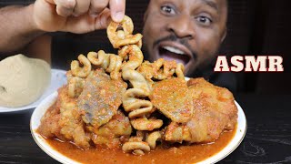 Asmr Mukbang Pork BellyTongueIntestinesPorkfeet amp Oatmeal FufuAfrican Mukbang [upl. by Malynda]