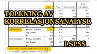 Eksempel Tolkning av korrelasjonsanalyse i SPSS [upl. by Nizam]