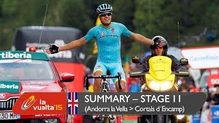 Summary  Stage 11 Andorra la Vella  Cortals dEncamp  Froome crashes  Vuelta a España 2015 [upl. by Colpin47]