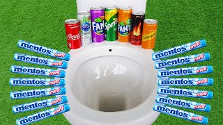 Big Mentos eruption from holes toilet Schweppes Coca Cola Fanta Burn Sprite Nestle vs Mentos [upl. by Anifesoj573]