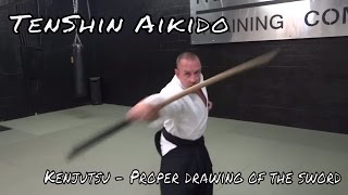 How to do AIKIDO  Kenjutsu proper drawing of the katana takingaikidoback [upl. by Talich]