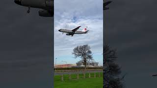 British Airways BEA livery rare landing at London Heathrow airport aviation britishairways a320 [upl. by Herminia]