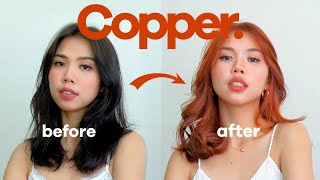 Dyeing my black henna hair to copper red  NO BLEACH [upl. by Elinad]