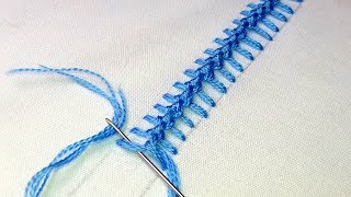 Hand Embroidery  Knotted Pearl Stitch  border line embroidery tutorial  80 [upl. by Noislla288]