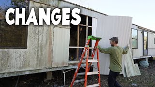 Big Changes and New Siding  Mobile Home Rebuild [upl. by Anitsahs]