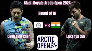 Lakshya SEN IND vs TPE CHOU Tien Chen  Arctic Open Badminton 2024  R16 [upl. by Tankoos]