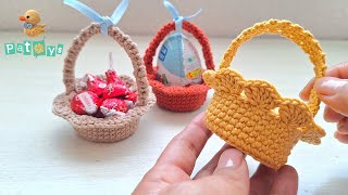 Tejiendo en tiempo récord😱 MINI CANASTITAS a crochet en minutos ⏱️ [upl. by Supmart]