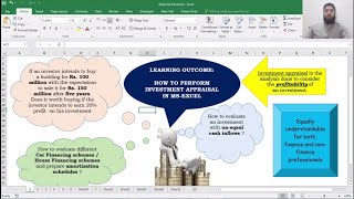 Investment appraisal  capital budgeting in MS Excel [upl. by Nalym]