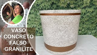 DIY  VASO GRANDE DE CONCRETO LEVE  FALSO GRANILITE FEITO COM CIMENTO E ISOPOR [upl. by Yruama]