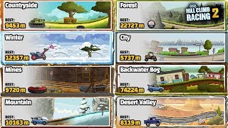 Hill Climb Racing 2  All 9 Adventure Maps Records [upl. by Ofori]