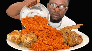 ASMR NIGERIA PARTY JOLLOF RICE AND TURKEY WINGS STEW MUKBANG  EATING AND SMACKING SOUNDS [upl. by Lebasile]