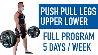 Push Pull Legs Upper Lower Split  Full Beginner Program PPLUL [upl. by Eindys]