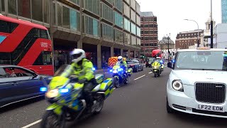 Huge convoy of traffic cops blue light run through London [upl. by Akimrej]