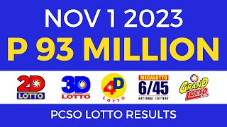 Lotto Result November 1 2023 9pm PCSO [upl. by Morgan]