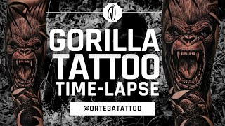 TATTOO TIMELAPSE 101  GORILLA GREY WASH [upl. by Eelrac926]