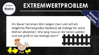 Extremwertproblem  Extremwertaufgabe  Maximaler Flächeninhalt amp Seitenlängen by einfach mathe [upl. by Leahpar293]