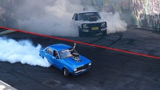 Powercruise Burnout Champions Lynchy Kranky and Brasher visit Hoonigan [upl. by Behrens]