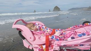 Reborn Baby Doll Goes to the Beach in Joovy Stroller [upl. by Hsac]