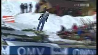 Planica 2009  Simon Ammann 233m Fall [upl. by Duarte]