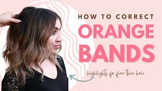 Hair Color Correction Tutorial  HOW TO COLOR CORRECT ORANGE HAIR BANDS ON DARK HAIR [upl. by Tooley]