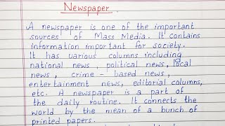 Write a short essay on Newspaper  Essay Writing [upl. by Ela]