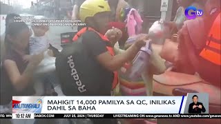 Baha sa E Rodriquez Sr Avenue Quezon City umabot nang lampastao kahapon  Balitanghali [upl. by Nazarius]