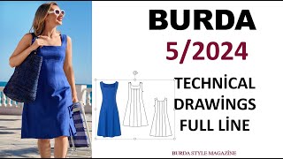 Burda Style 52024 Technical Drawings Full Line [upl. by Leesen]