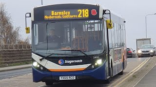 218 Stagecoach Bus  Rotherham to Barnsley via Mexborough [upl. by Esereht105]