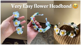 Easy tutorial Flower🌼 Headband CrochetTutorial Beginner Friendly Quickheadband headbandcrochet [upl. by Shaeffer440]