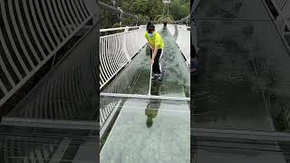 Sky Suspended Glass Bridge Mopping Process [upl. by Eaner276]