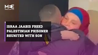 Freed Palestinian prisoner reunites with her son [upl. by Drugge439]