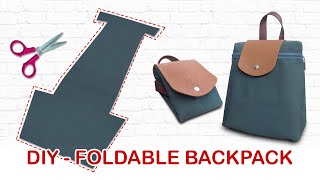 DIY Foldable Backpack Longhcamp Style  Le Pliage Backpack  Cara membuat ransel lipat [upl. by Wein358]