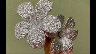 Easy tutorial for Aluminum foil Flower flowermaking diy creative aluminium aluminiumfoilcraft [upl. by Brook]