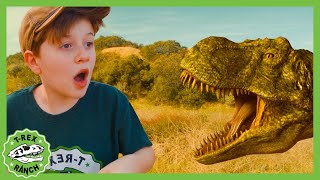 Giant TRex Dinosaur Hide and Escape 🦖 TRex Ranch Dinosaur Videos [upl. by Adnoloy]