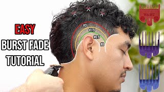 BLURRY BURST FADE TUTORIAL on Curly Hair  Step by Step Barber Tutorial for Beginning Barbers 💈 [upl. by Lesh]