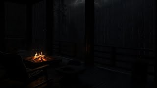 🌧️ The Sound of Rain Thunder and Crackling Fire in the Fireplace  Cozy Balcony Ambience [upl. by Alidus359]