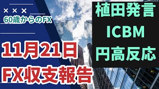 年金まで、あと５年 60歳からのFX 2024年11月21日 収支報告 植田発言とウクライナ情勢と米経済指標、難し過ぎるって 暴落 FX 大損 FXロスカット 金 ビットコイン FOMC 植田総裁 [upl. by Portia]