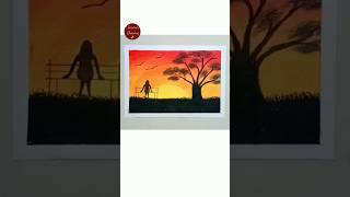 Alone girl sat on the sunset point shortsfeed shorts youtubeshorts art drawing viralvideo [upl. by Natsrik959]