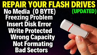 How To Fix USB Drive No Media Problem  How To Fix 0 Bytes Flash Drive UPDATED [upl. by Neelac]