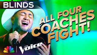 Sofronio Vasquezs Dazzling Voice Gets an INSTANT FourChair Turn  The Voice Blind Auditions  NBC [upl. by Januisz]