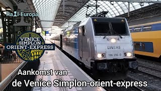 De Venice Simplonorientexpress Arriveert station Amsterdam Centraal Station [upl. by Amethyst852]